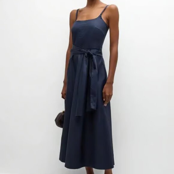 La Ligne Belted Cotton Midi Dress